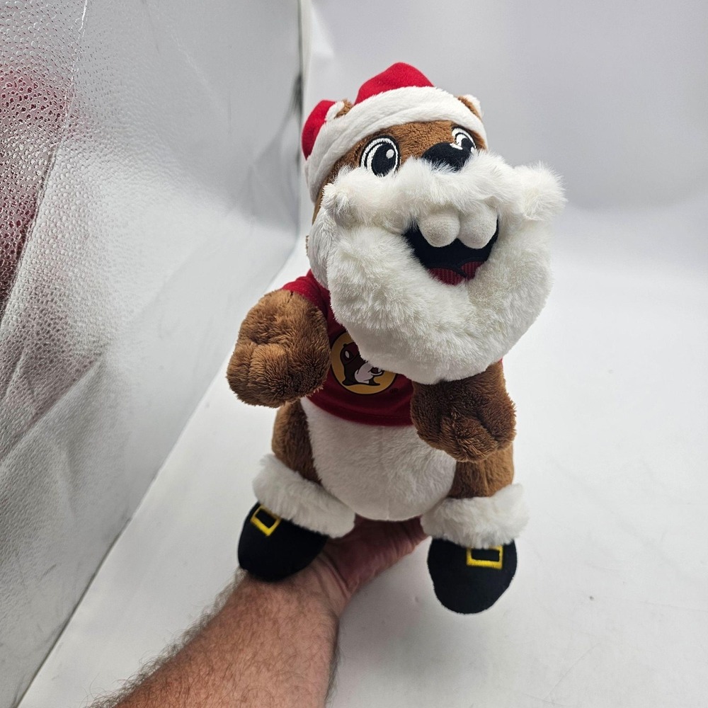 Buc-ee's Santa Beaver Plush Stuffed Animal Toy Medium Brown Christmas Washable